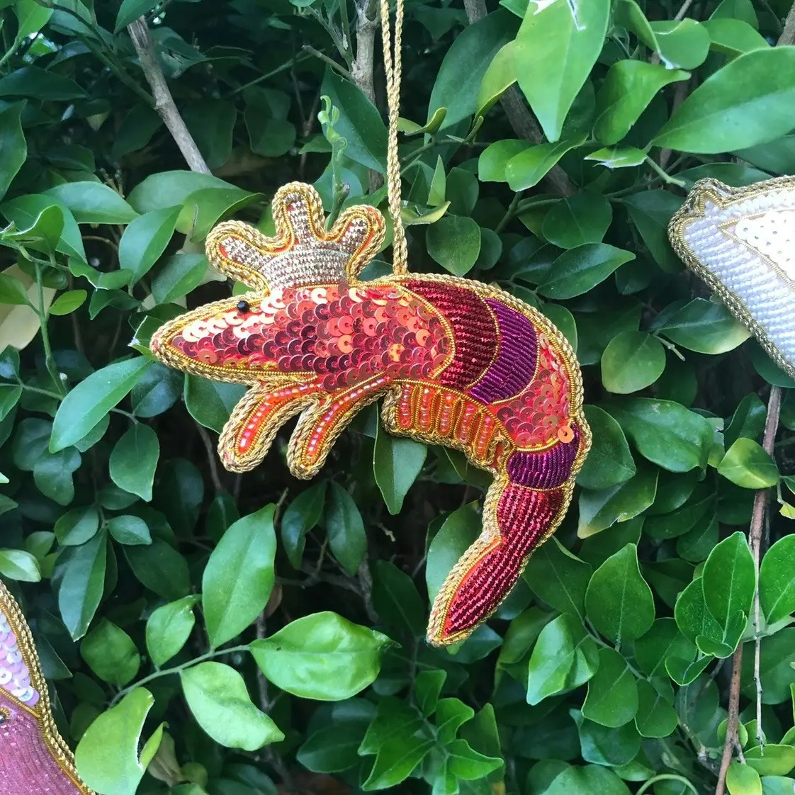 Belle King Prawn Sequin Hanging Decoration