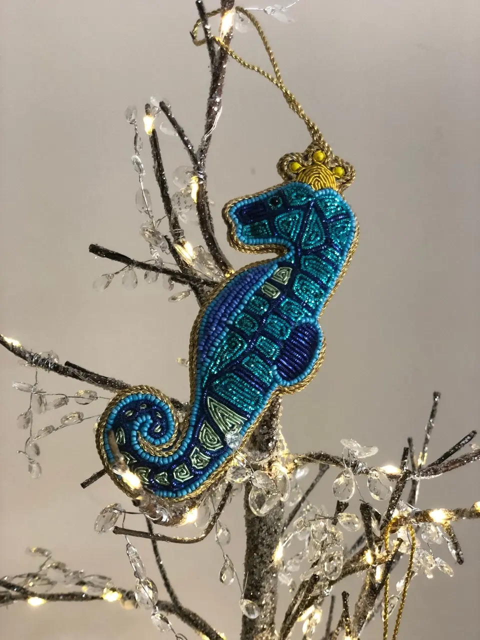 Belle Sequin Queen Seahorse Tree Decoration