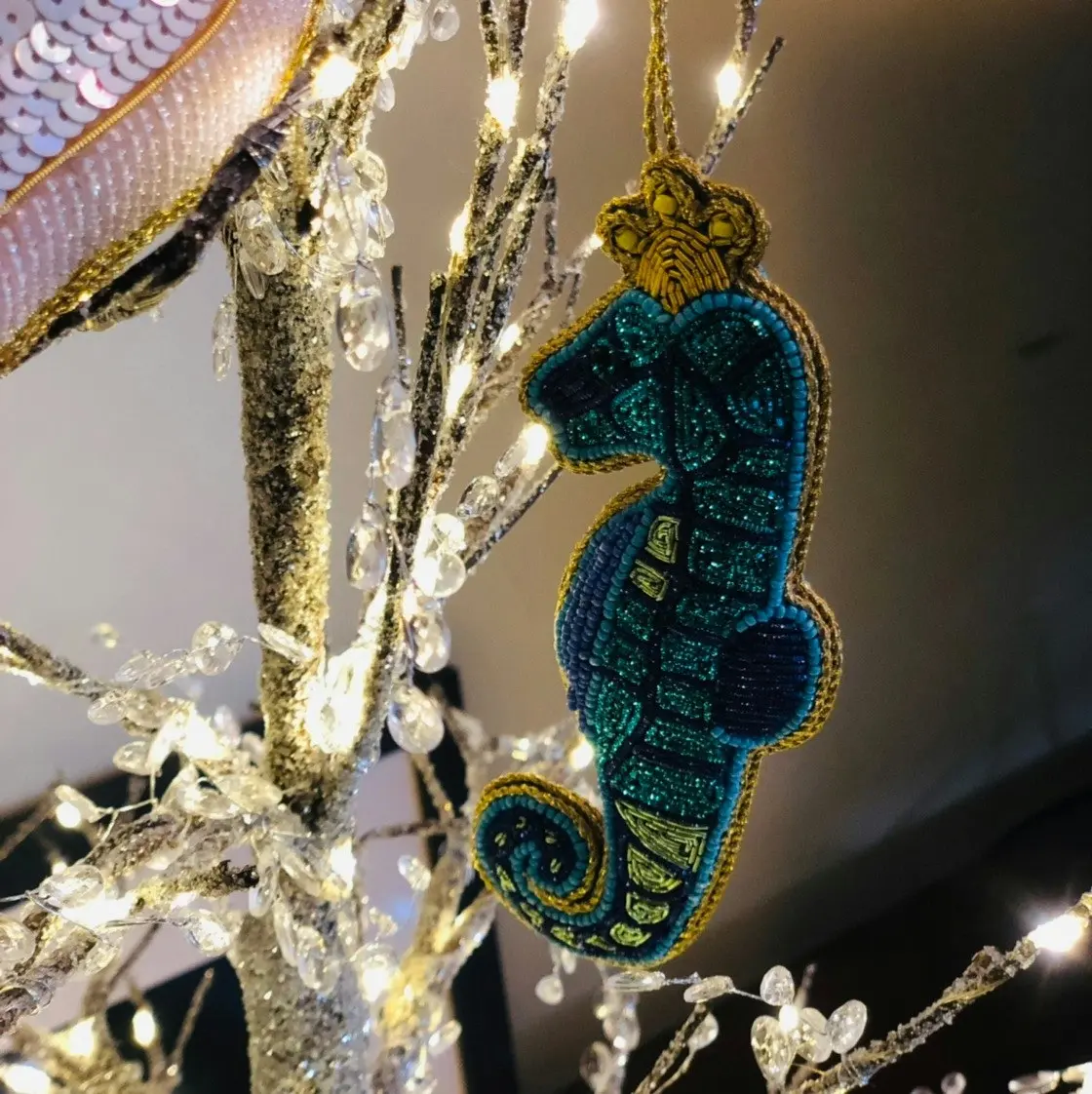 Belle Sequin Queen Seahorse Tree Decoration