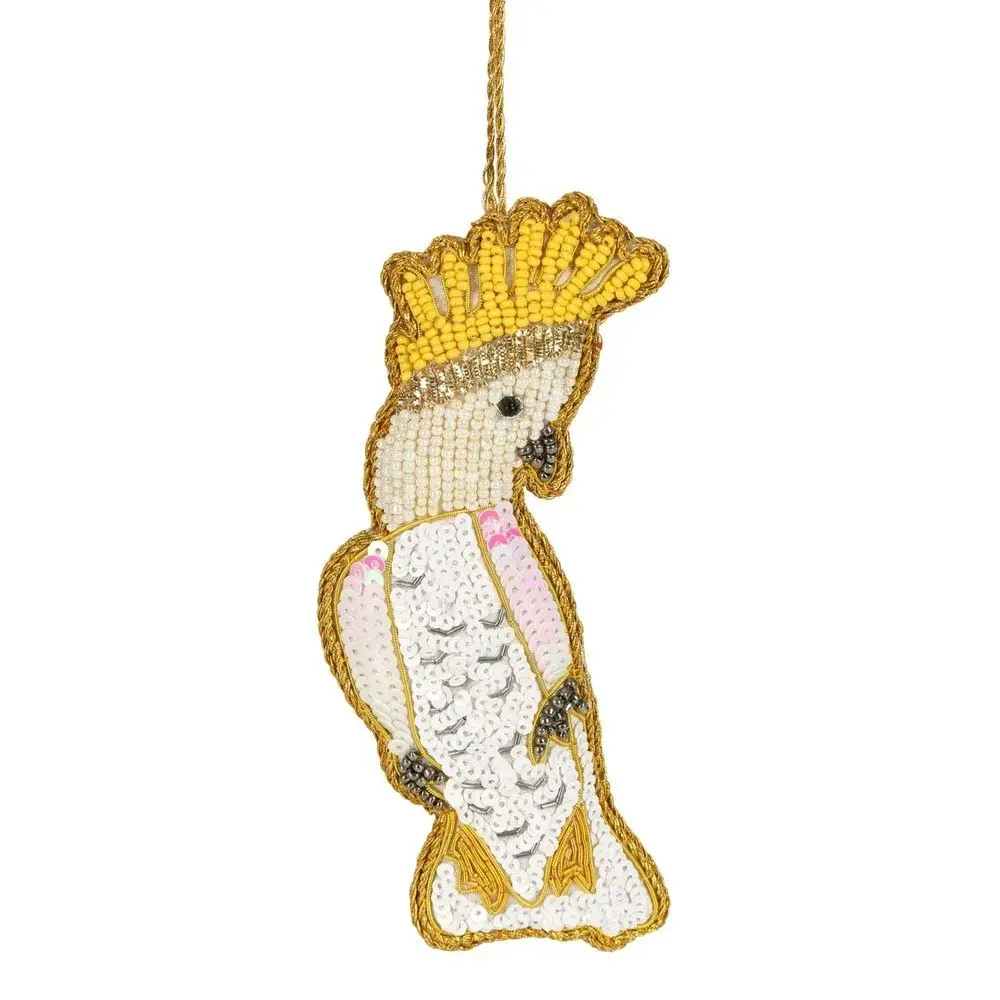 Belle Sulphur Crested Cockatoo Sequin Hanging Decoration