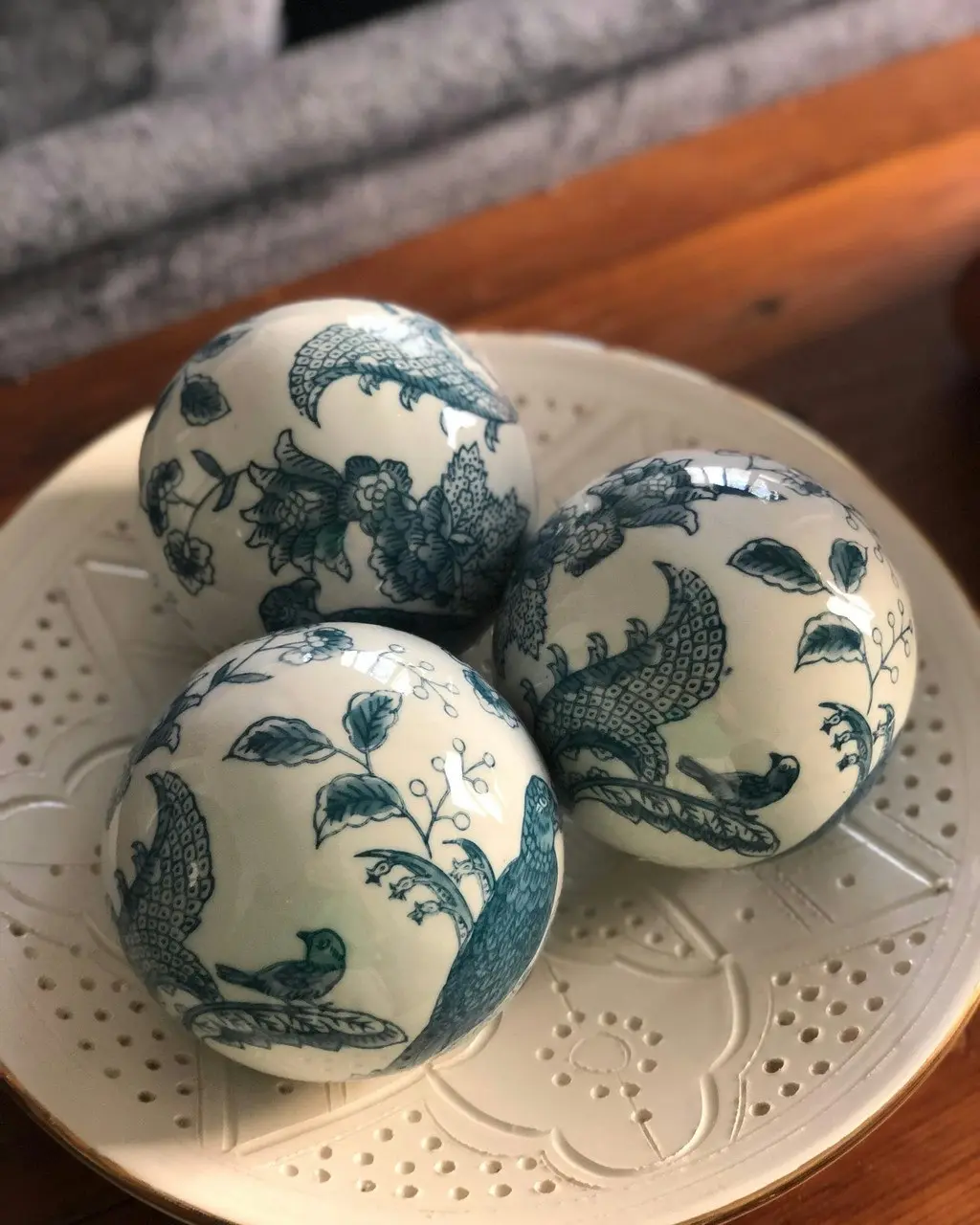 Club Santorini Chinoiserie Decorator Balls in Blue - Set of 4