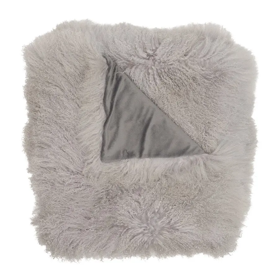 NSW Leather Weighted Mongolian Sheepskin Blanket in Grey