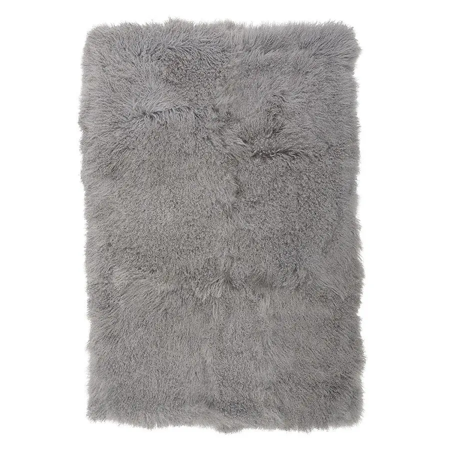 NSW Leather Weighted Mongolian Sheepskin Blanket in Grey