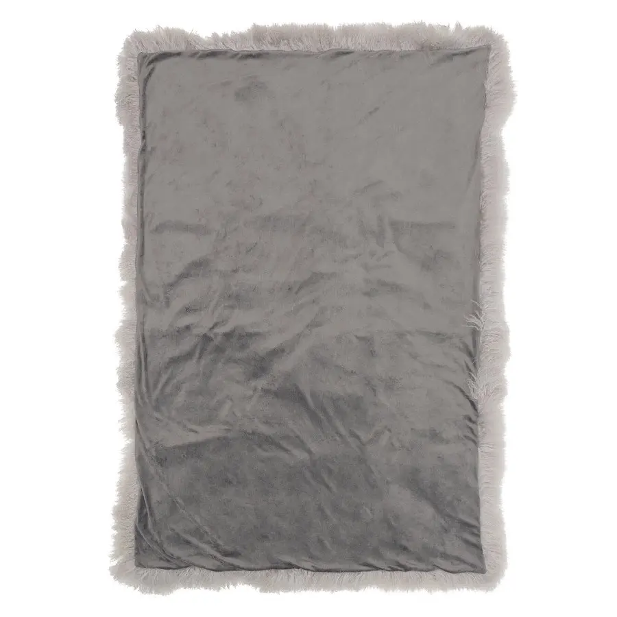 NSW Leather Weighted Mongolian Sheepskin Blanket in Grey