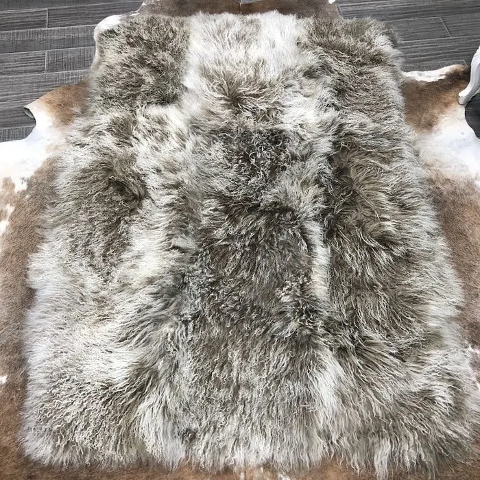 NSW Leather Weighted Mongolian Sheepskin Blanket in Khaki