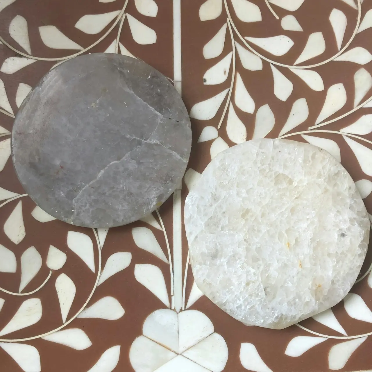 Zohi Interiors Natural Agate Coaster in Grey