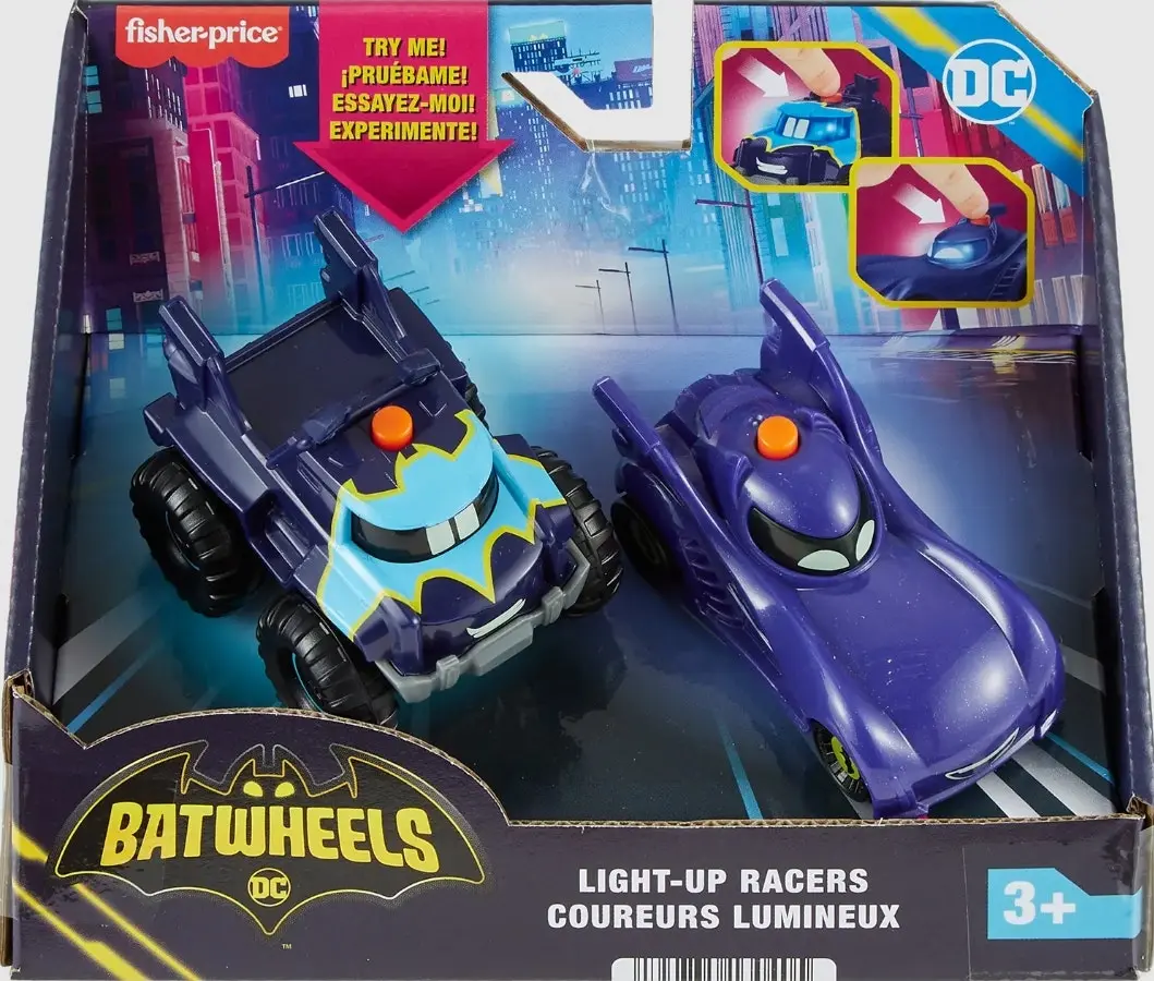 Fisher-Price DC Batwheels Light-Up 1:55 Scale Cars 2-Pack