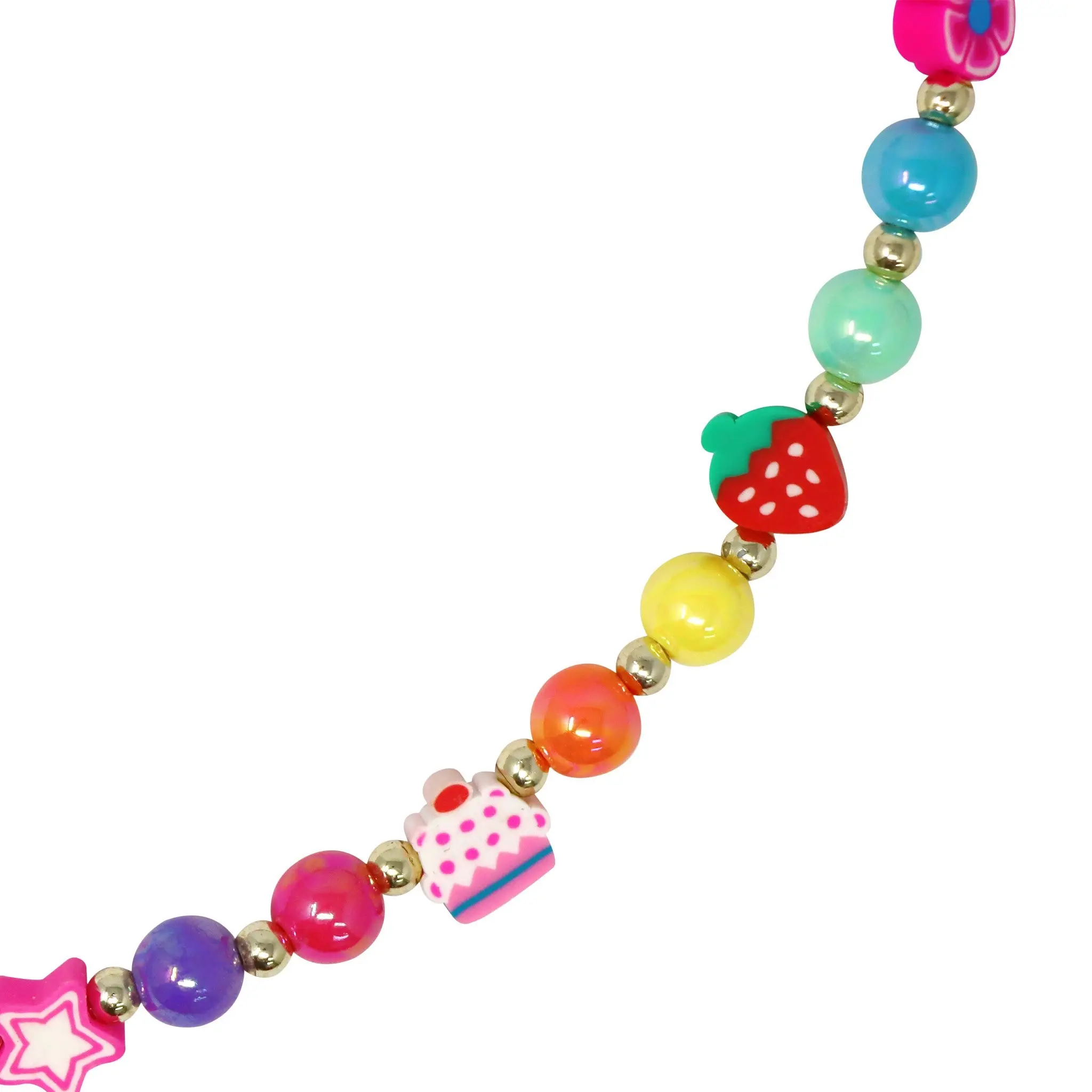 Rainbow Smiley Face And Fruit Necklace and Bracelet Set