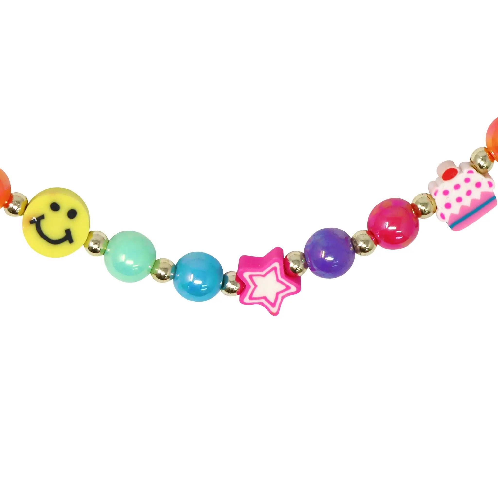 Rainbow Smiley Face And Fruit Necklace and Bracelet Set