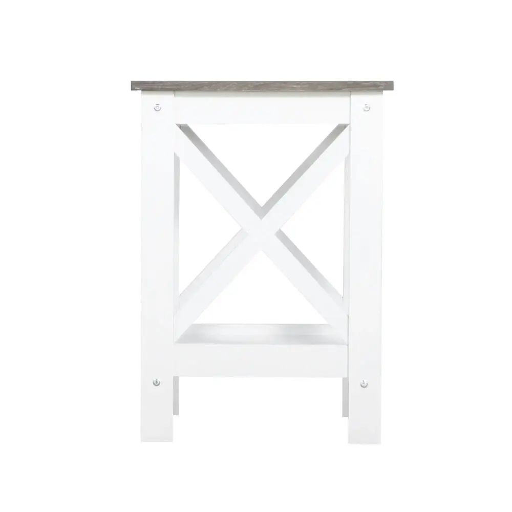 Maestro Furniture Coastal Wooden Square Open Shelf Side Table - White and Grey