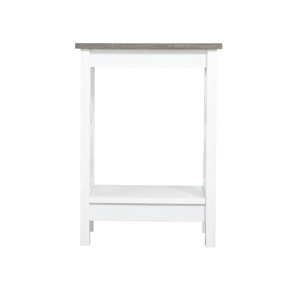 Maestro Furniture Coastal Wooden Square Open Shelf Side Table - White and Grey