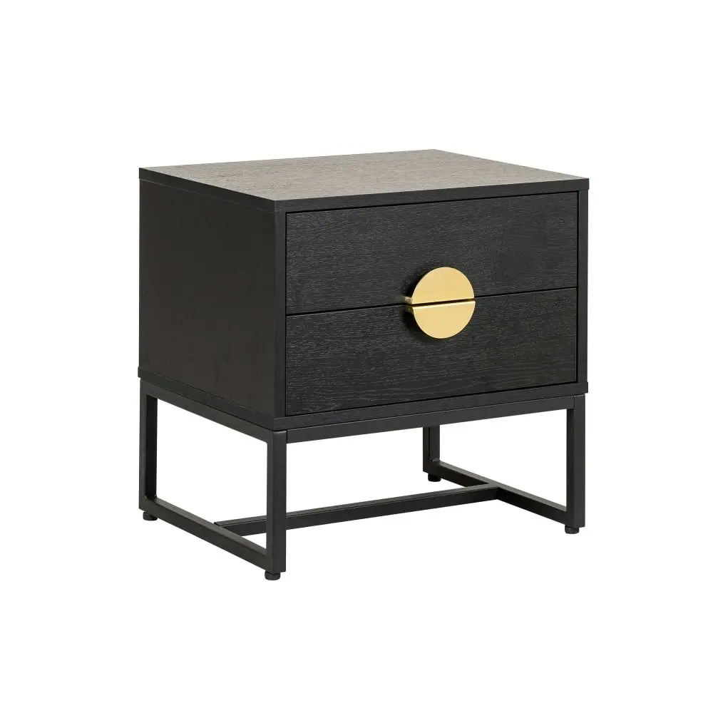 HomeStar Odin Bedside Nightstand Side Table W/ 2-Drawers BlackHandle