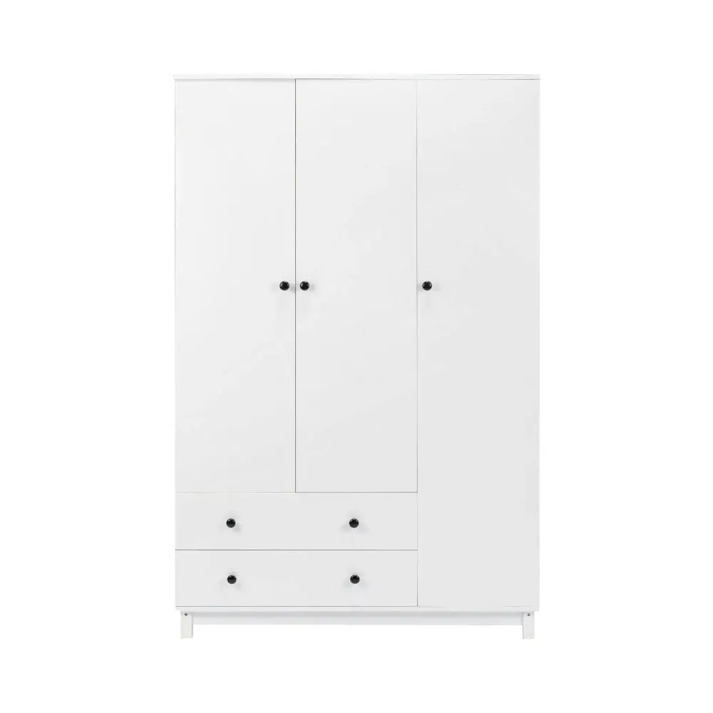 Design Square Vernon Wooden Wardrobe Clothes Rack Storage Cabinet W/ 3-Doors 2-Drawers White