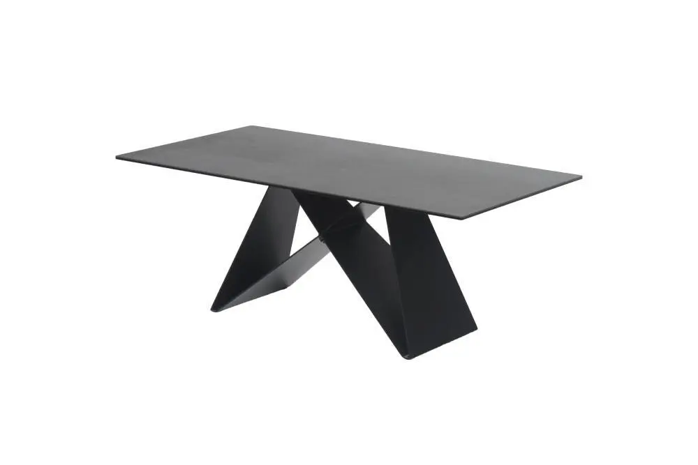 Raimon Furniture Odette Rectangular Coffee Table - Black Metal Frame - Shadow Grey Ceramic