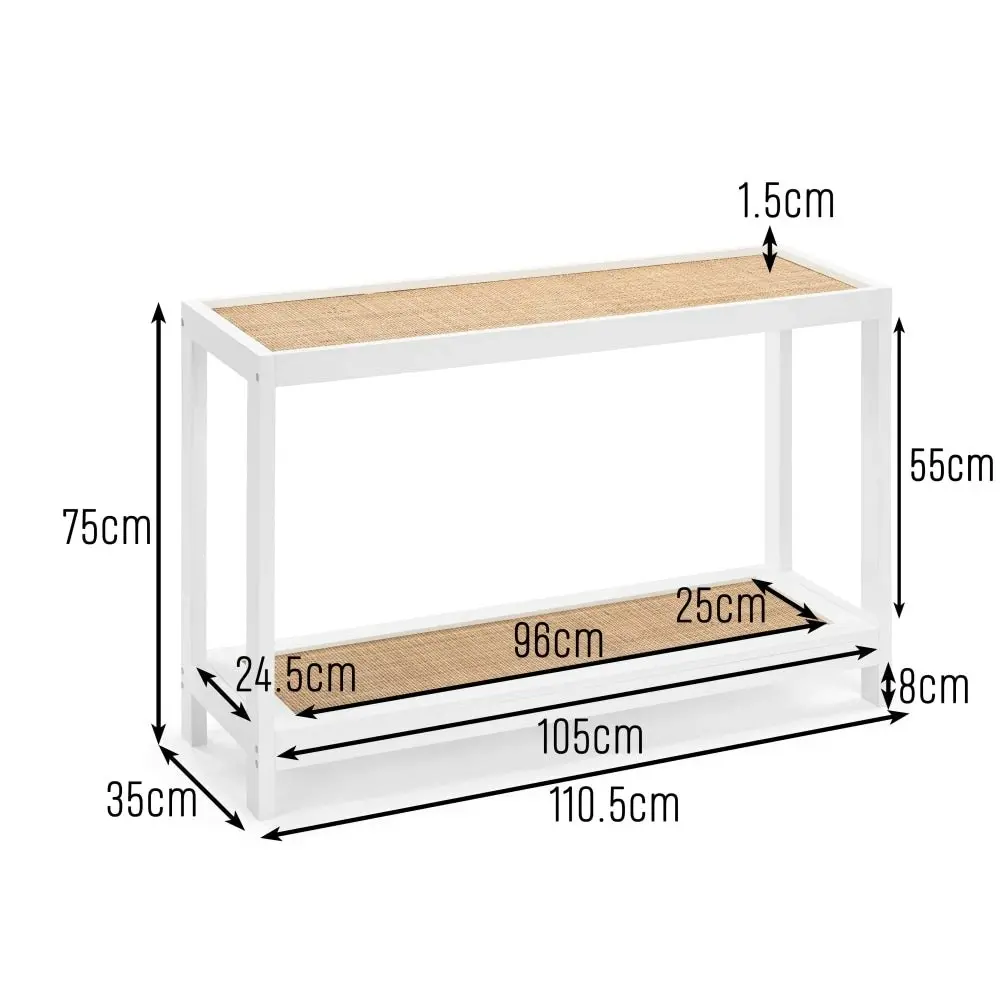 Design Square Ezra Modern Rattan Hallway Console Hall Table White/Natural