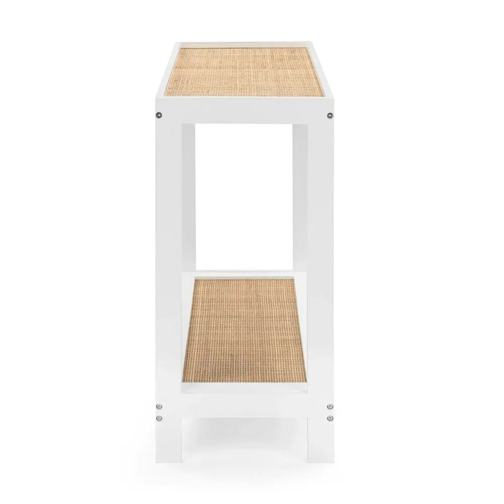 Design Square Ezra Modern Rattan Hallway Console Hall Table White/Natural