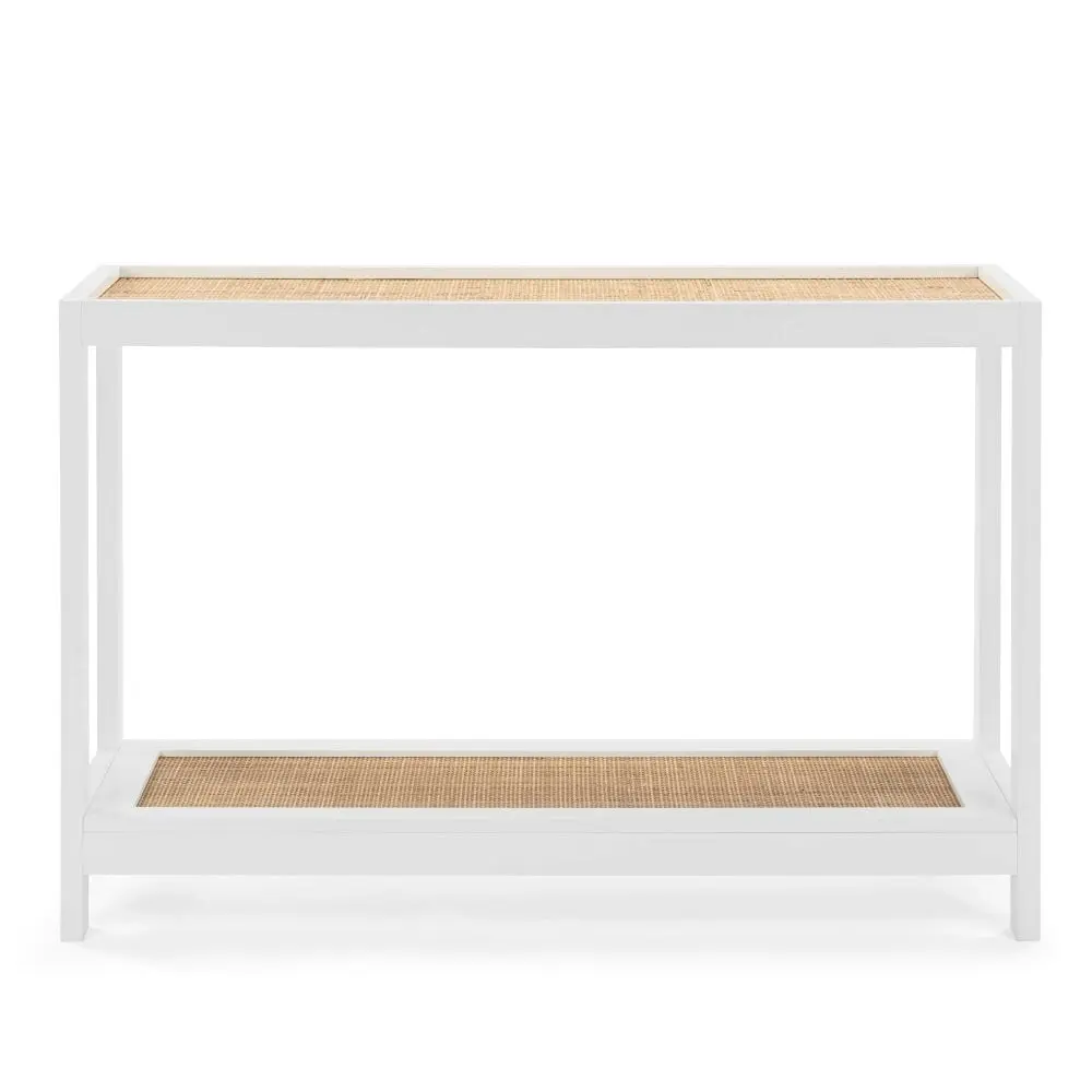 Design Square Ezra Modern Rattan Hallway Console Hall Table White/Natural