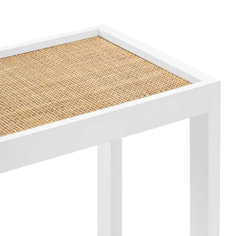 Design Square Ezra Modern Rattan Hallway Console Hall Table White/Natural