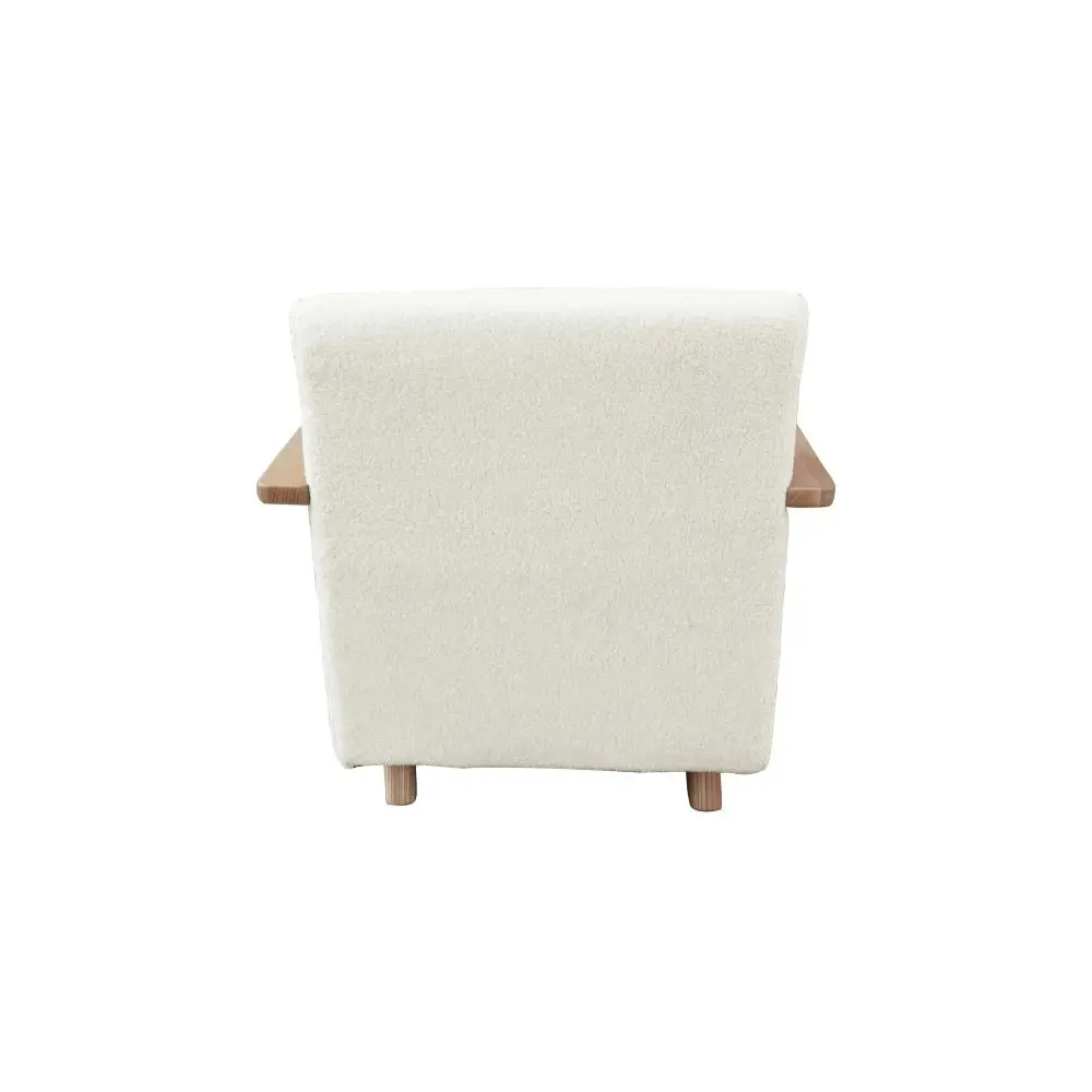 Raimon Furniture Alva Boucle Fabric Relaxing Accent Occasional Lounge Chair Solid Wood Frame - Ivory