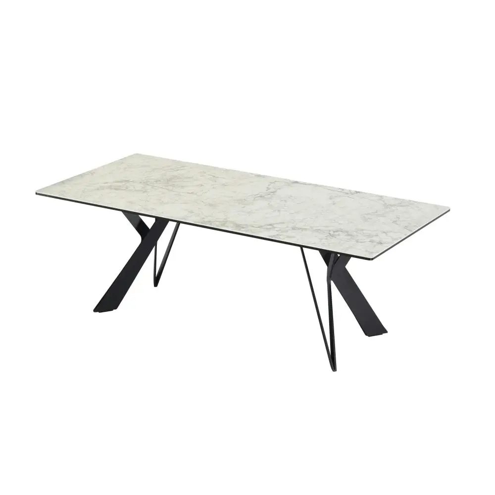 Raimon Furniture Miriam Rectangular Ceramic Coffee Table Metal Frame - Cloudy