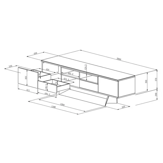 Raimon Furniture Arianna Modern Lowline Entertainment Unit TV Stand 200cm Ceramic - Marmo / White