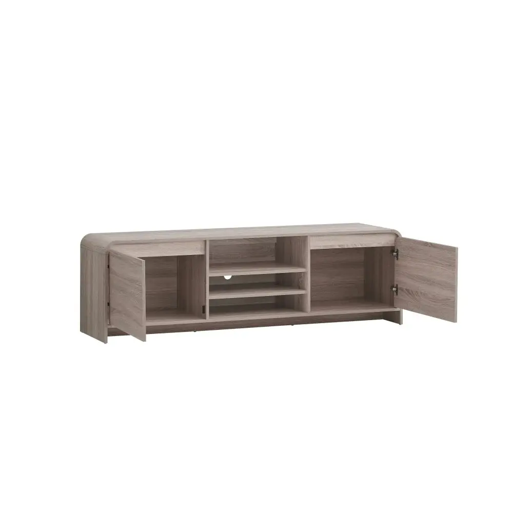 Design Square Ernest Lowline TV Stand Entertainment Unit Storage Cabinet 180cm 2-Doors Oak