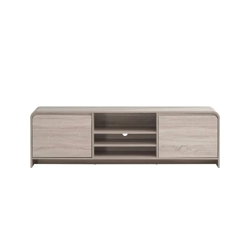 Design Square Ernest Lowline TV Stand Entertainment Unit Storage Cabinet 180cm 2-Doors Oak