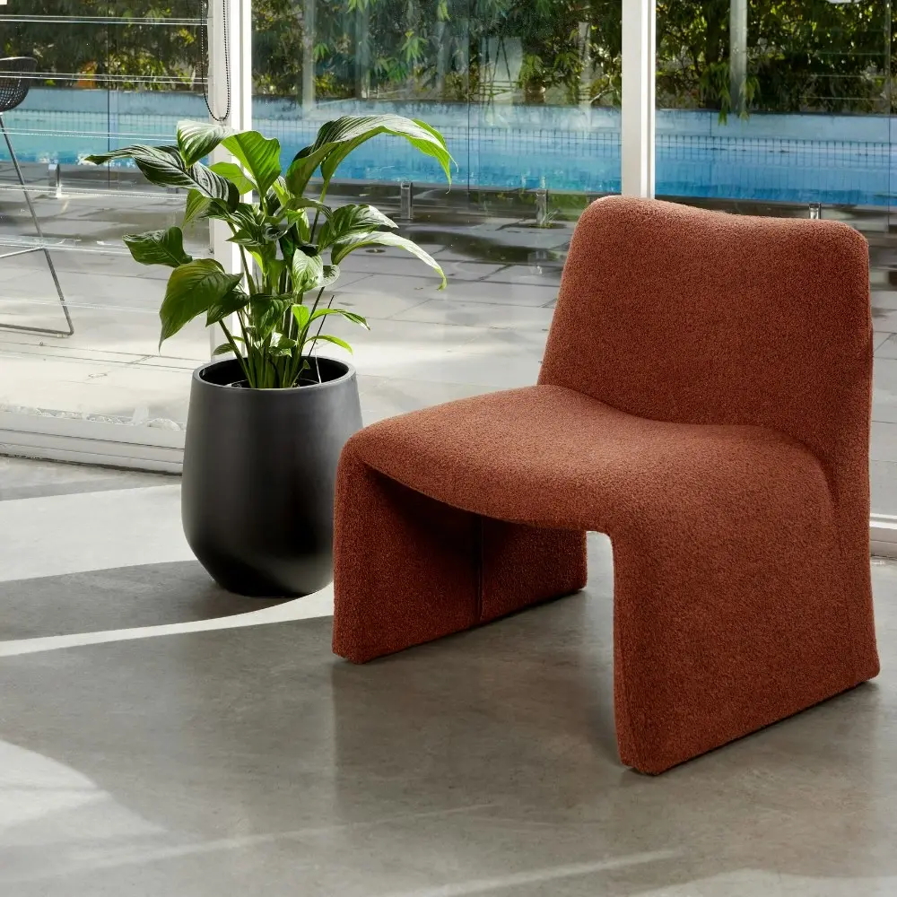 Raimon Furniture Nicolo Boucle Fabric Relaxing Occasional Accent Chair - Terracotta