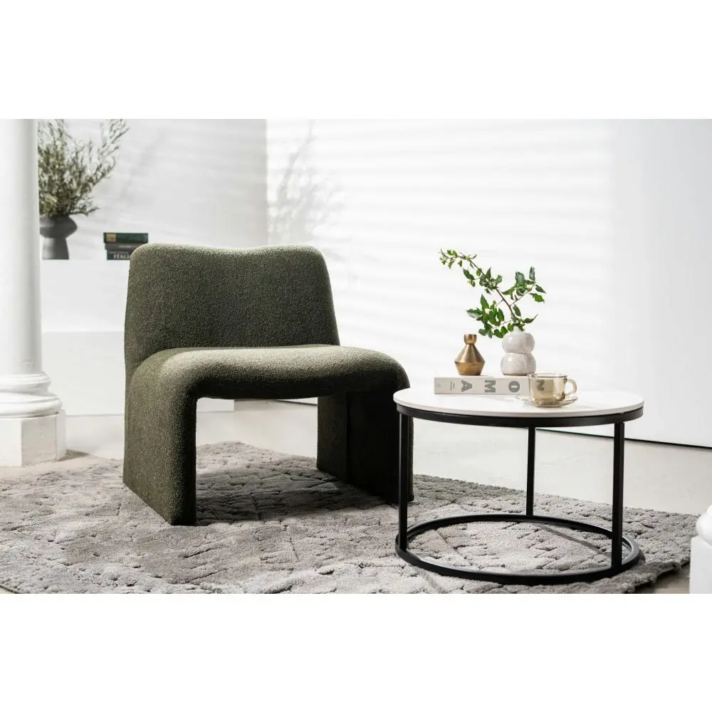 Raimon Furniture Riccardo Modern Boucle Fabric Occasional Lounge Accent Chair - Forest