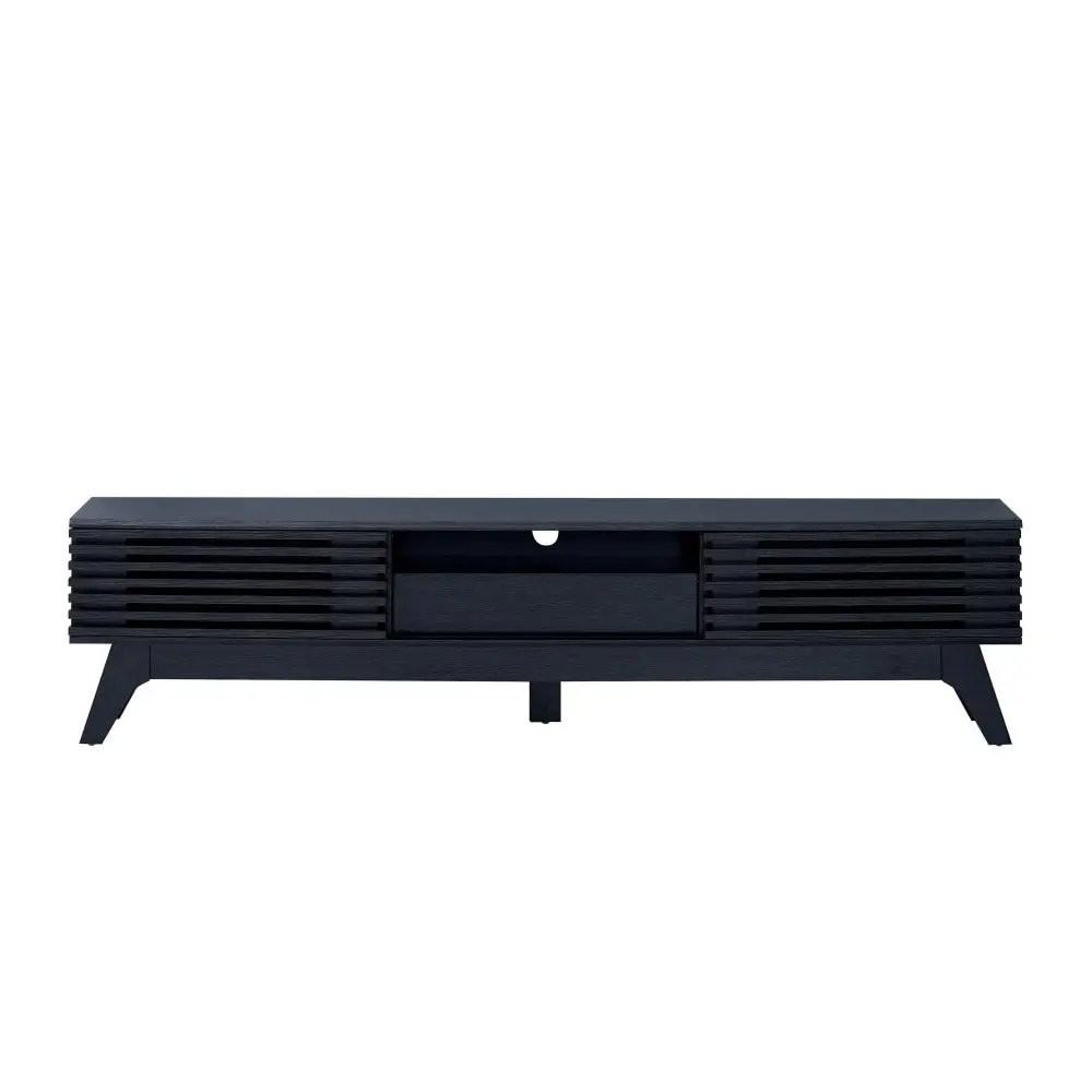 Design Square Camille Lowline Entertainment Unit TV Stand 180cm 2-Doors  1-Drawer Black