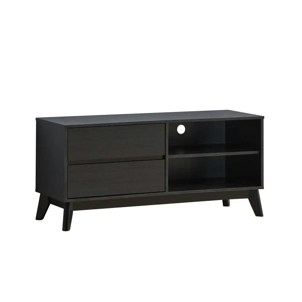 Design Square Minere Modern Lowline Entertainment Unit TV Stand 120cm 2-Drawers Black