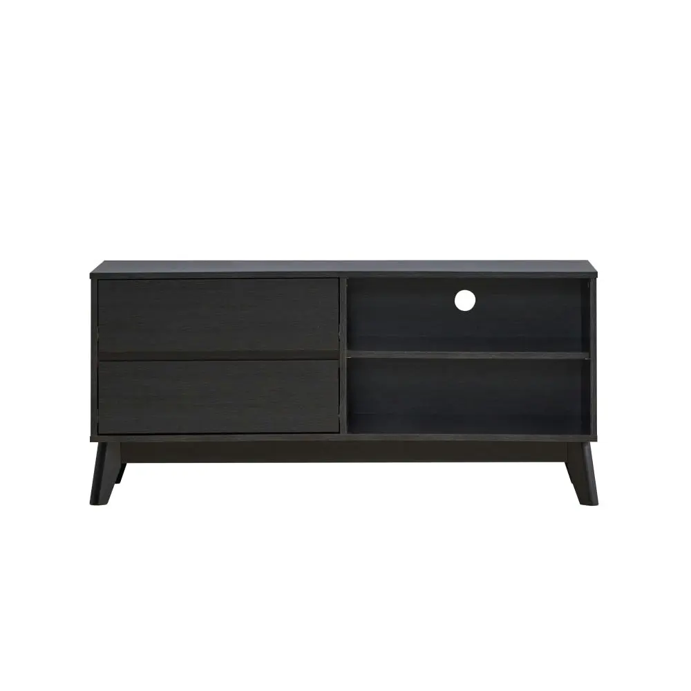 Design Square Minere Modern Lowline Entertainment Unit TV Stand 120cm 2-Drawers Black