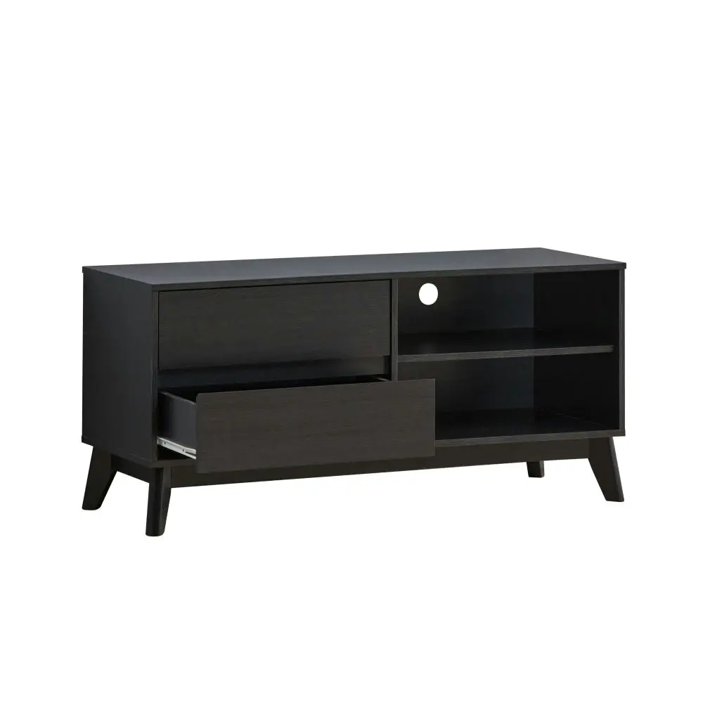 Design Square Minere Modern Lowline Entertainment Unit TV Stand 120cm 2-Drawers Black