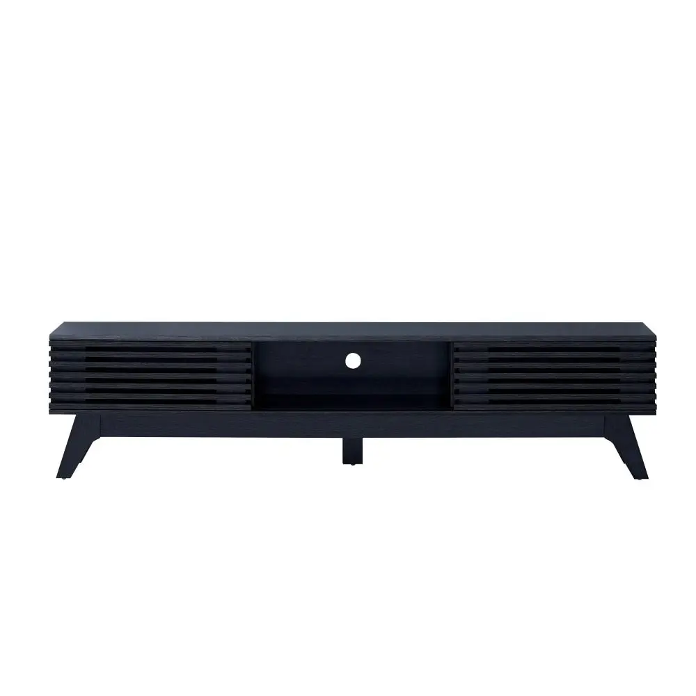 Design Square Camille Wooden Lowline Entertainment Unit TV Stand 180cm 2-Doors Black