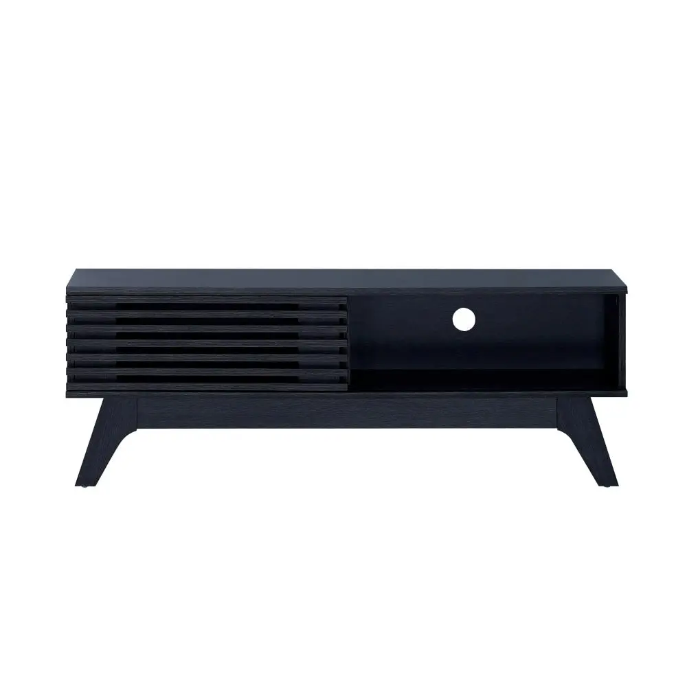 Design Square Camille Wooden Lowline Entertainment Unit TV Stand 120cm 1-Door Black