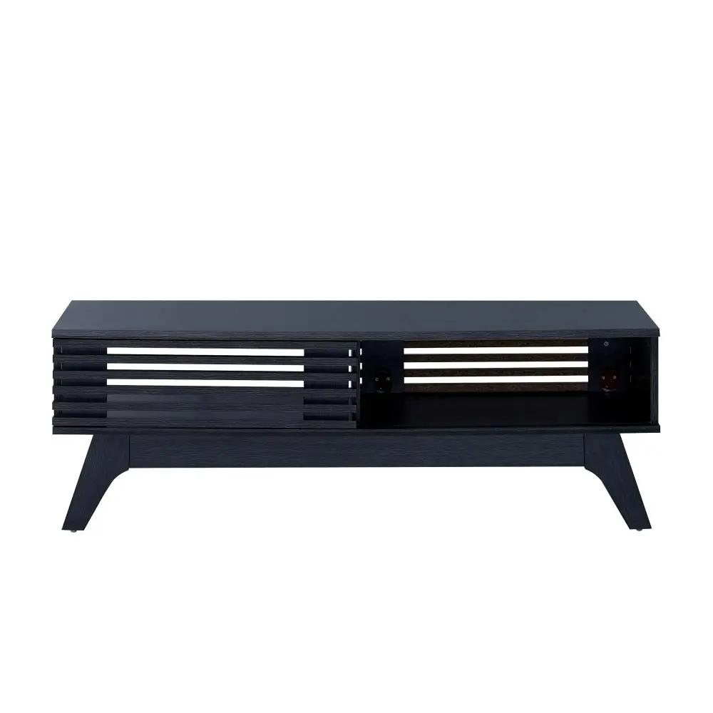 Design Square Camille Rectangular Open Shelf Coffee Table 2-Doors Black