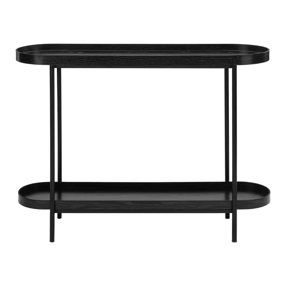 Design Square Myla Wooden Modern 2-Tier Hallway Console Hall Table Metal Tube Black