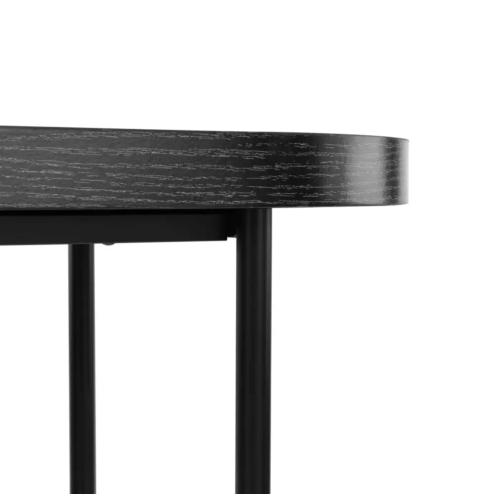 Design Square Myla Wooden Modern 2-Tier Hallway Console Hall Table Metal Tube Black