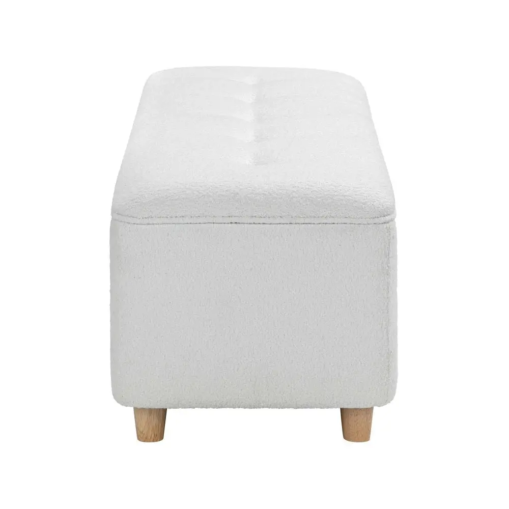 Design Square Nars Fabric Storage Ottoman Sofa Bench Foot Rest Sool Boucle White