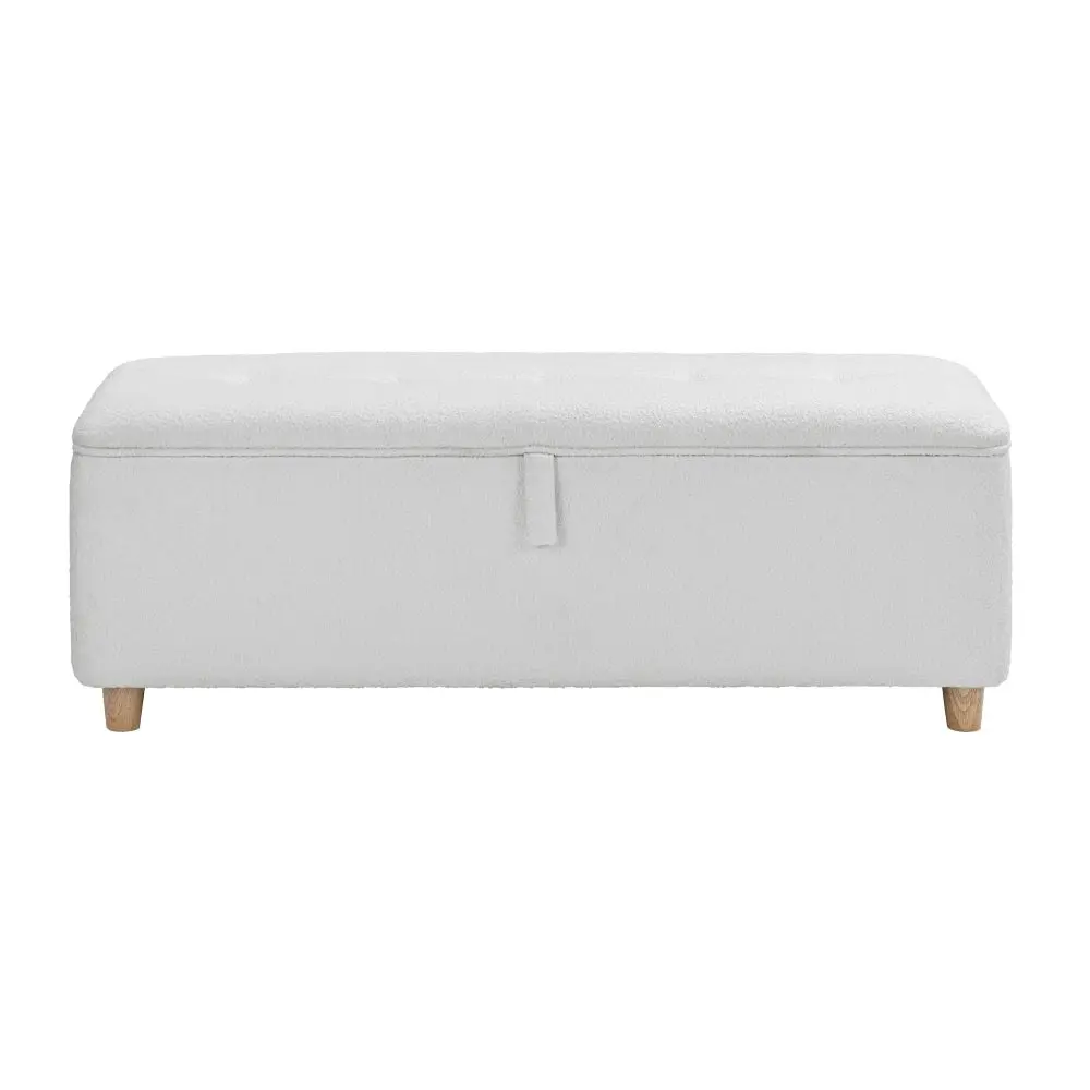 Design Square Nars Fabric Storage Ottoman Sofa Bench Foot Rest Sool Boucle White