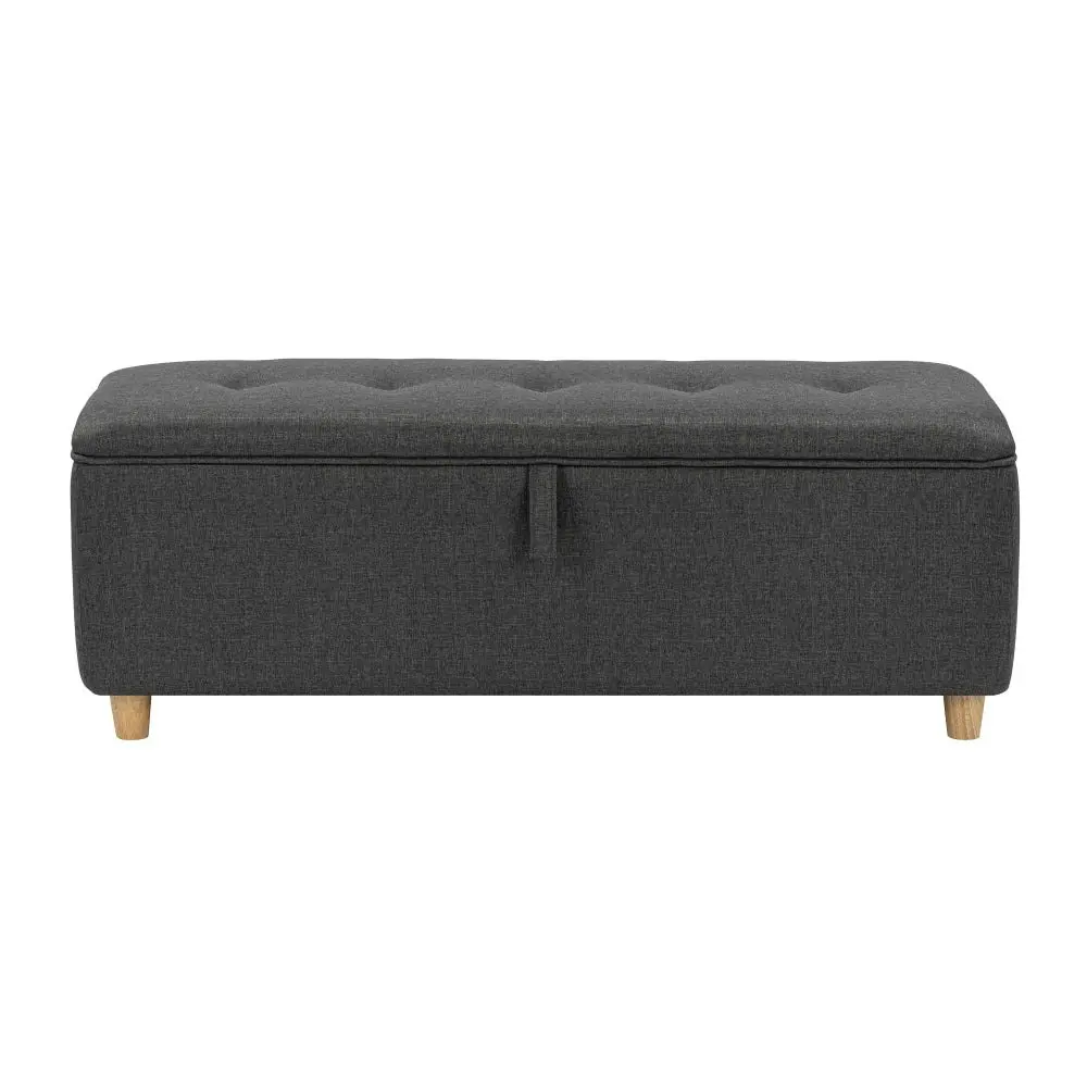 Design Square Nars Fabric Storage Ottoman Sofa Bench Foot Rest Sool Dark Grey