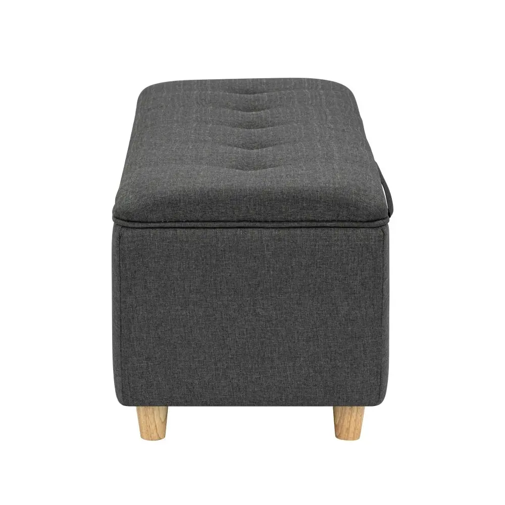 Design Square Nars Fabric Storage Ottoman Sofa Bench Foot Rest Sool Dark Grey