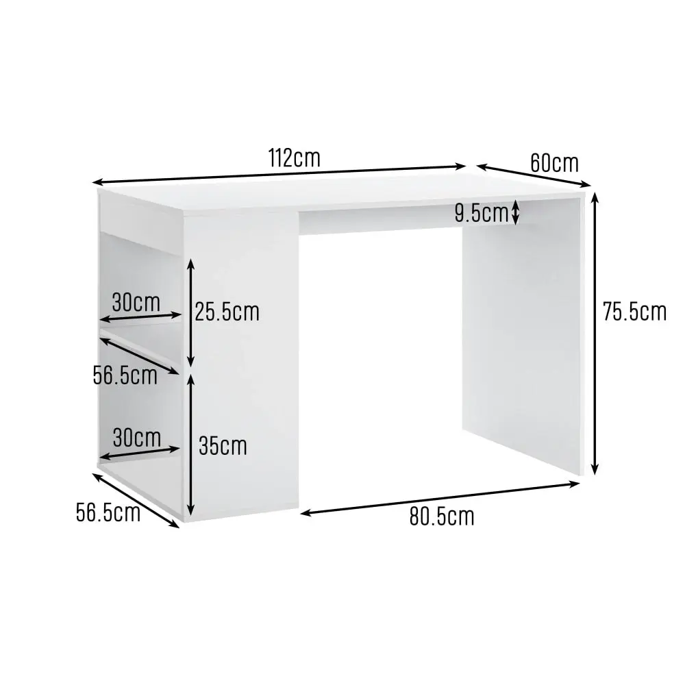 Design Square Walter Wooden Study Computer Working Task Office Desk Table W/ 2-Shelves White