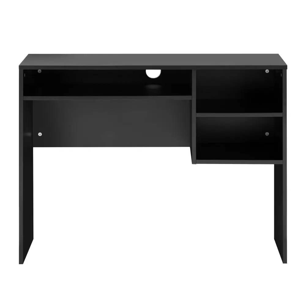 Design Square Walter Wooden Study Computer Working Task Office Desk Table W/ 3-Shelves Black