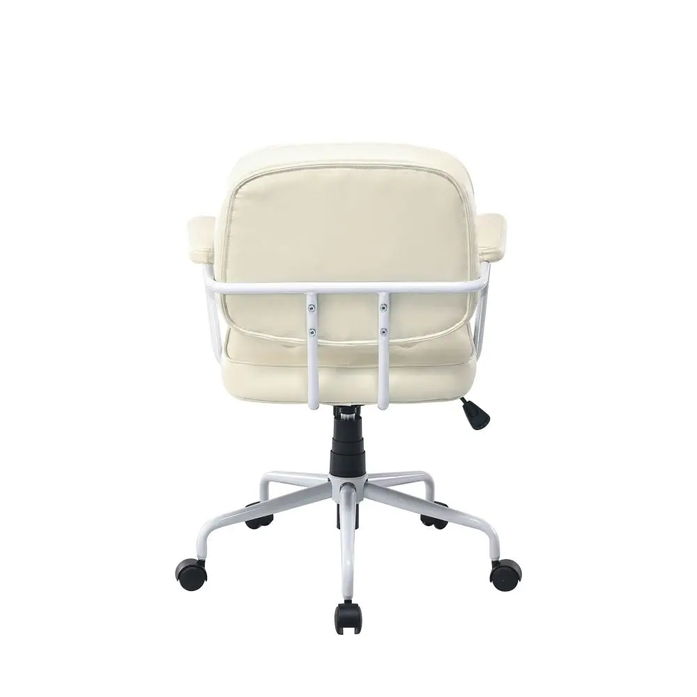 Maestro Furniture Laurence Faux Leather Home Office Computer Task Chair White Frame - Beige