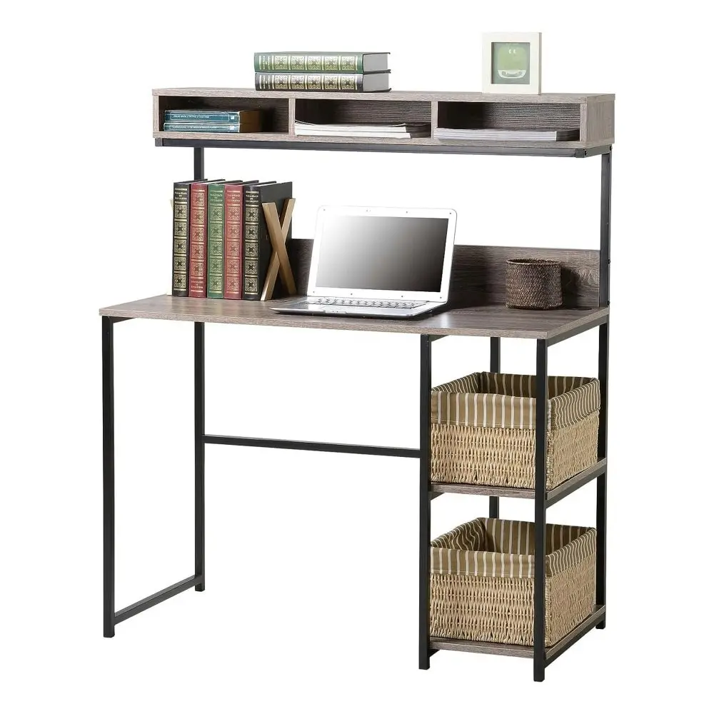 Maestro Furniture Fai Industrial Computer Home Office Study Desk W/ Hutch - Brown