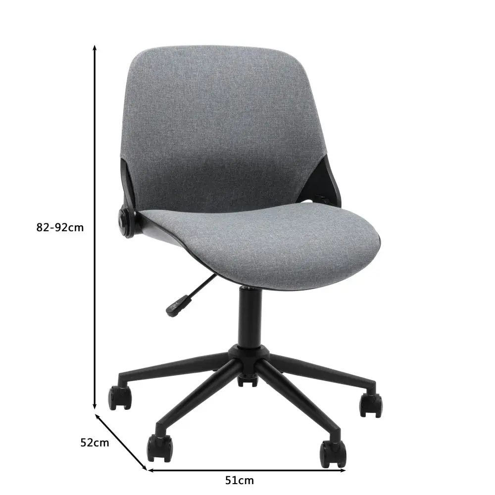 Design Square Wyatt Linen Fabric Office Computer Task Desk Chair Height Adjustable Grey