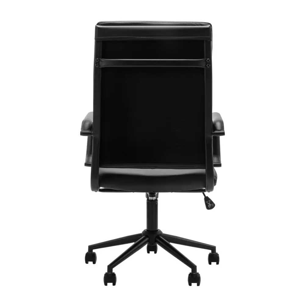 Design Square Brody PU Leather  Office Computer Task Desk Chair High Back Arm Rests Black