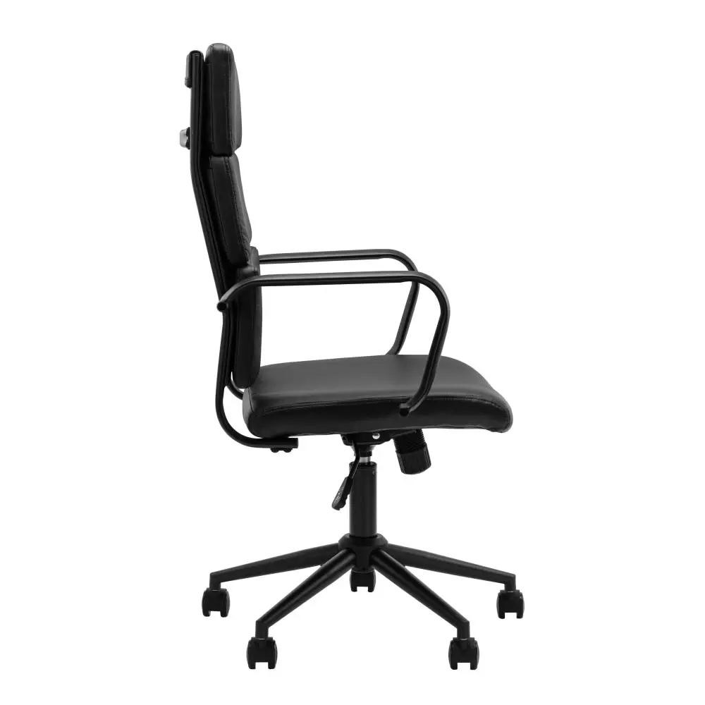 Design Square Brody PU Leather  Office Computer Task Desk Chair High Back Arm Rests Black