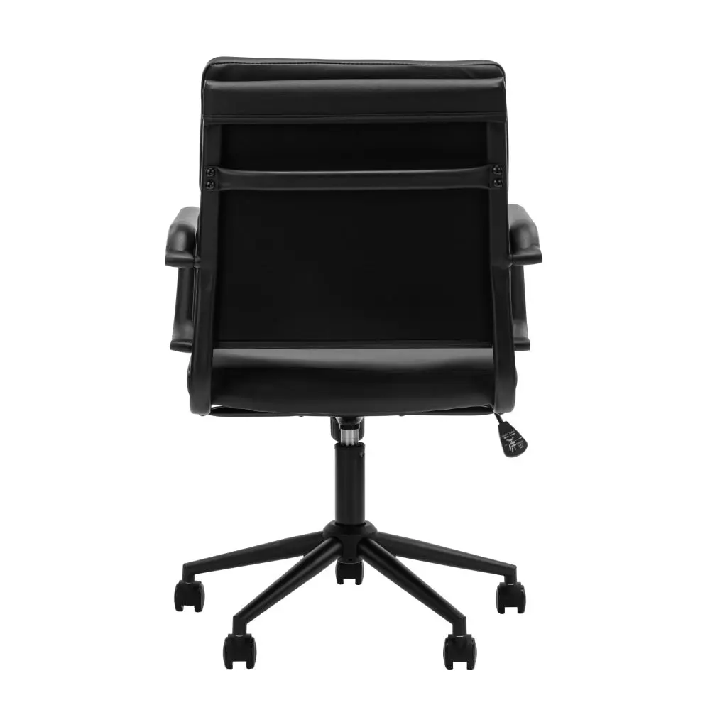 Design Square Brody PU Leather  Office Computer Task Desk Chair Low Back Arm Rests Black